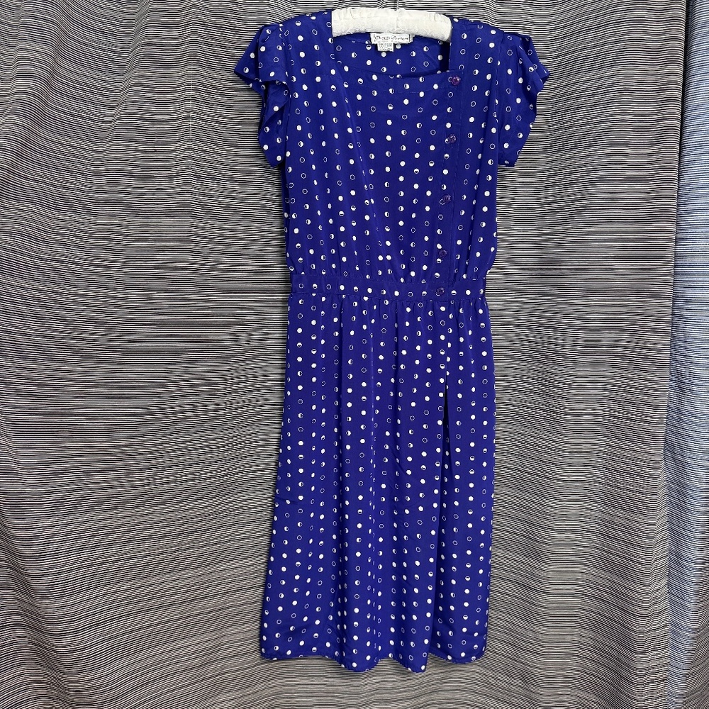 Maggie Boutique Vintage Purple/White Printed Polka Dot Dress Size 14